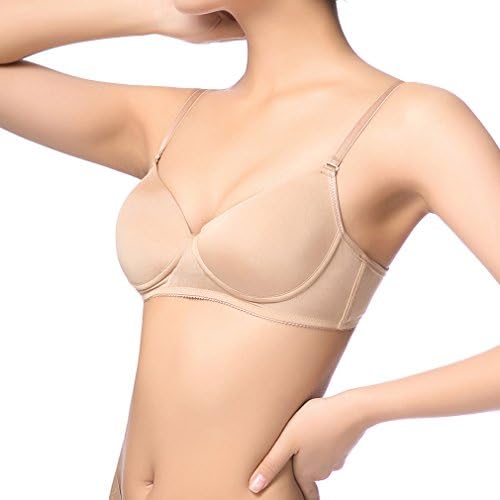 Fimage Women's Silk Ultra Thin Soft Smooth Comfortable Wirefree Bra Brown L