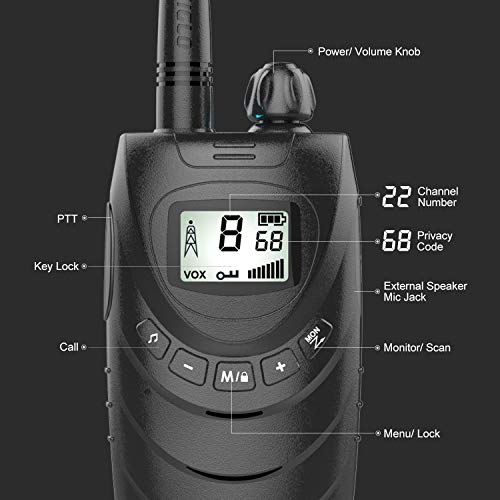 Rechargeable Walkie Talkies for Adults, 22 Channel FRS Long Range Walkie Talkie Two Way Radio with 1500mAh Rechargeable Li-ion Battery for Adult Outdoor, Business, Camping, Cruising - Thumbnail 3