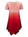 Lock and Love LL WT1051 Womens V Neck Short Sleeve Ombre Tunic Top XXXL Wine