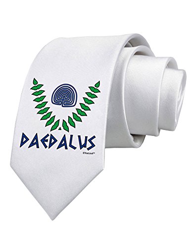 TooLoud Labyrinth - Daedalus - Greek Mythology Color Printed White Neck Tie