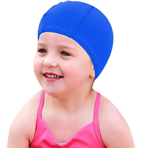 Qualtiy Yes QY 2Pack Superior Polyester Cloth Fabric Bathing Cap Swimming Caps Swimming Hats for Water Sports (Blue)
