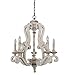 Farmhouse Wood Chandelier Candle Holder 5-Light Distressed White Wooden Chandelier French Country Rustic Chandelier Pendant Lighting with Adjustable Chain by Oaks Decor