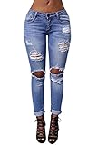 Womens Ladies Stretch Faded Ripped Slim Fit Skinny Denim Jeans