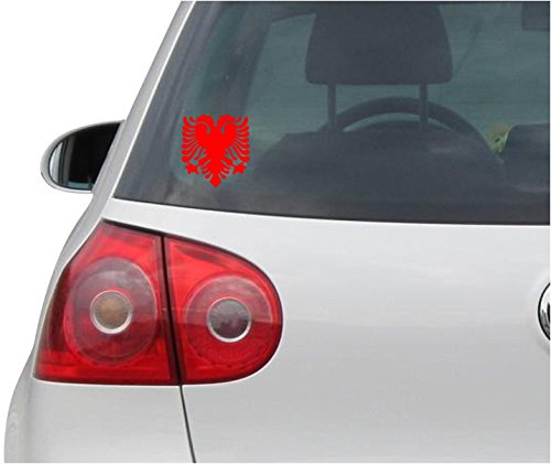 INDIGOS UG Car Sticker - Bumper - Decal - JDM - Die Cut - Albania Albanian Auto Laptop Fenster Vinyl - Sticker - red - 88mm x63mm