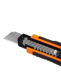 Transparente Estilo   Paquete de 3 cuchillo multiusos hoja 18 mm. (Pluse 6 cuchillas adicionales), retráctil y autocharge 3 cuchillas   trabajo perfecto en uso diario, TPR mango, hoja de cuerpo de ABS y anti óxido ranura