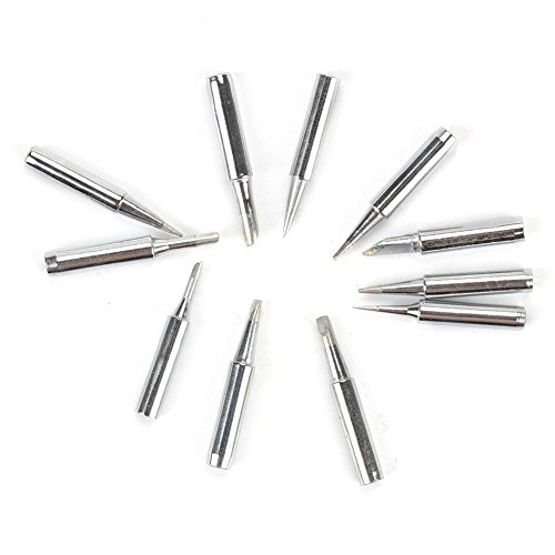 Ginode 11PCS Hakko Solder Soldering Iron Tip for Soldering Station Tool + 1PC Welding Soldering Solder Iron Tip Cleaner Ball Holder