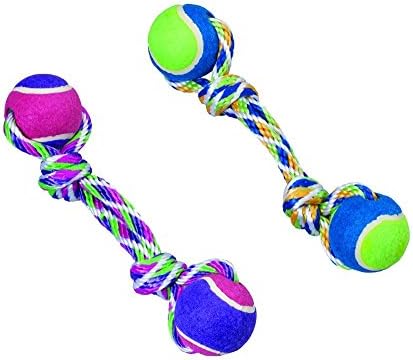 Ethical Products 773852 Rainbow Twister 2 Ball Dumbell Toy for Pets, 12-Inch