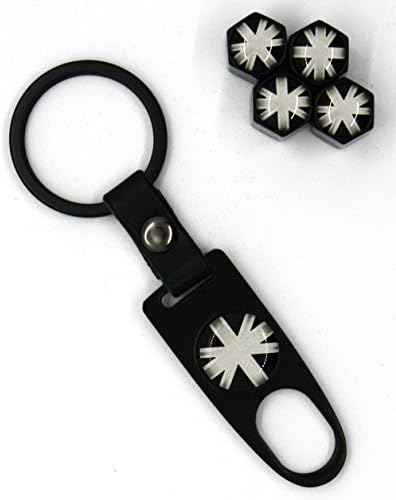 Mini Cooper Keychain with 4pcs Tire Valve Stem Caps Set Accessories Decal Parts
