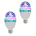 XUNATA 2-Pack Rotating LED Strobe Bulb RGB Multi Changing Color Crystal Stage Light, E27