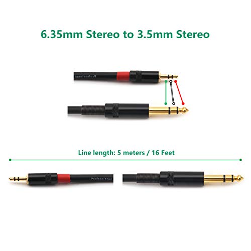 NANYI-35mm-18-Inch-TRS-Male-to-635mm-14-Inch-TRS-Male-Audio-Cable-Interconnect-Cable-with-Zinc-Alloy-Housing-for-Mobile-Phone-iPod-Laptop-Guitar-and-Amplifiers-15Feet