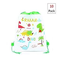 EIXJA 10 Pack Dinosaur Party Bags,Drawstring Party Gift Bags,Dinosaur Party Supplies Candy Bags,Baby Shower Treat Bags,Party Goodie Bags for Birthday,10.6" x 13.4"