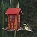 Kingsyard Cute Bird House Feeders for Outside, Hanging Metal Bird Feeder with 4 Ports, Outdoor Garden Yard Decorations for Cardinals Finches Chickadees Goldfinches & Sparrows Birds Watching
