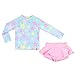 Baby/Toddler Girls Two-Pieces Swimsuit Long Sleeve Stripe UPF 50+ Sun Protection Swimwear Beachwear Set Pink