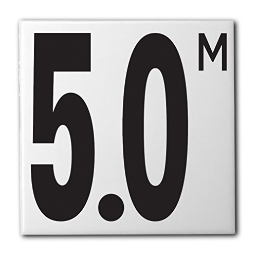 Ceramic Swimming Pool Waterline Depth Marker " 5.0 M " Smooth Finish, 5 inch Font
