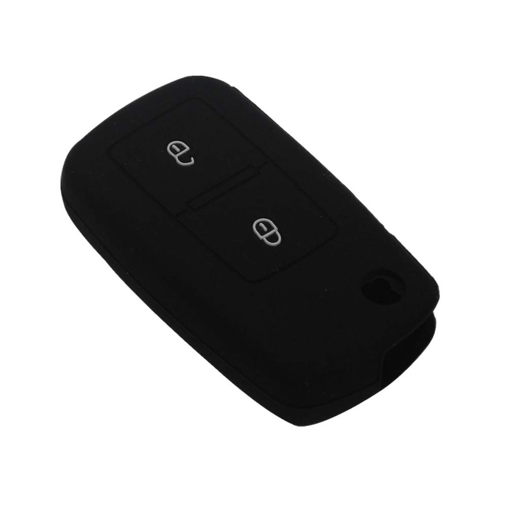 Happyit Silicone Car Key Cover Case for VW Volkswagen Amarok Polo Golf 4 5 6 MK4 Bora Jetta 2 Buttons (Black)