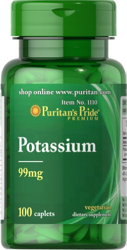 Puritan's Pride Potassium 99 mg-100 Caplets Puritan's Pride Potassium 99 mg-100 Caplets