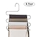 HonTop S-Type Stainless Steel Pants Hangers Space Saving 3Pcs Multi-Purpose Storage Organizer Rack Magic for Hanging Trousers Jeans Scarf Tie Clothes, 5Layers