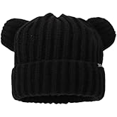 Crochet Hats Bear Beanie with Ears Hat Cute Warm Cozy Winter Slouchy Panda Animal Hats Smokey The Bear Hat