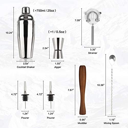 Cocktail Shaker Making Set - 7 Stück Barkeeper Kit Edelstahl Bar Werkzeugset Skandinavischer Stil Home DIY Kit (Silver) – Bild 5