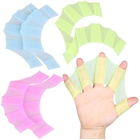 3Color Silicone Hand Webbed Swimming training Gloves Water Frog Claws for Swimming SurfingDiving(Package of 3 )(Large)
