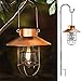 EKQ ROJOY 1Pack Upgrade Hanging Solar Lights Lantern with 1 Shepherd Hook,Metal Solar Waterproof Lantern for Pathway Garden Outdoor (1Pack) (Coppe)