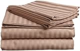 ELAINE KAREN COLLECTION Striped QUEEN Sheet Set, TAUPE