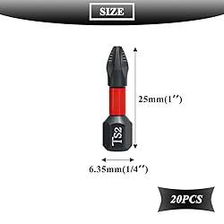 Teocpai 20PCS 25mm Phillips Screwdriver Bits PH2