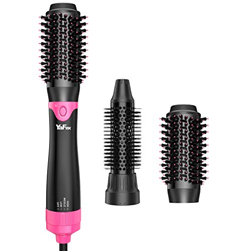 YaFex One-Step Hair Dryer Volumizer – Upgraded Detachable Hair Dryer Brush with 2 Styling Heads, Lightweight Blow Dryer Brush with Natural Boar Bristles, Ionic Technology