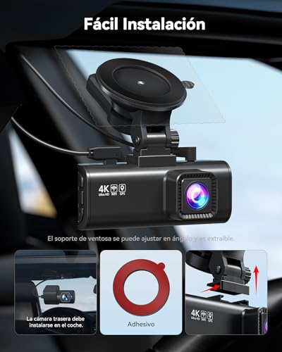 REDTIGER Dashcam 4K Cámara de Coche Delantera y Trasera, WiFi 5.8GHz, STARVIS 2 Visión Nocturna, Pantalla 3,18", Gran Angular 170°, Modo Parking 24H, Máx. 512GB (F7NP-N)