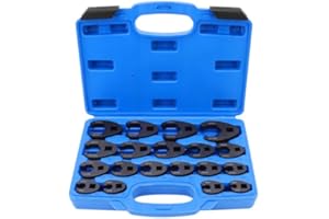 19Pcs Crows Foot Wrench Set 8-32mm Flare Nut Crowfoot Wrench Set for Nut Removal from Hard-to-Reach Areas, 3/8" & 1/2" Drive 