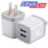 iphone Wall Charger, Dual Port USB Charger 2.1AMP Home Travel Power Adapter Charging Plug Block for iPhone 7/ 7 plus 6/ 6 Plus 5S 5 4S iPad 2/3/4/Mini/Pro/Air iPod by WITPRO (White) 2-Pack
