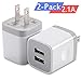 USB Wall Charger, WITPRO 2-Pack 2.1A Dual Port USB Plug Charging Block Cube Compatible with Phone Xs/XR/X 8/7/6 Plus/5S, Samsung, Moto, Google Pixel, Android Phone More (White)