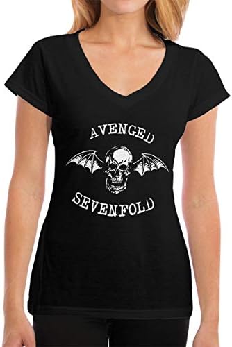 Fional Womens V-Neck T-Shirt Avenged Sevenfold Summer Printed Short Sleeves Cotton Casual Tops