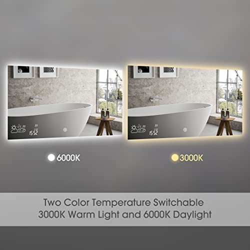 BYECOLD 40”x24” Smart Bathroom Mirror WiFi Enabled Weather Display