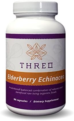 Threo Elderberry Echinacea Cold &amp; Flu Immune Support Vitamin C - 90 Capsules