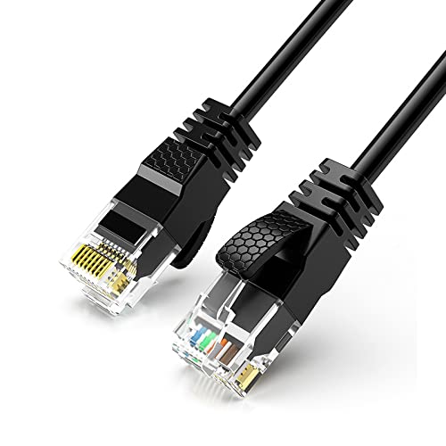 Reulin Ultra-Thin, Ethernet Cable, 6M-Black, High-Speed Internet Lan Wire Cat6 Ethernet Cable 1GHz Gigabit RJ45 Network Lead Patch Cord For Smart TV, Computer, Laptop, Android TV Box, Gaming PC, Xbox