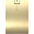 A4 Gold Clipboard, Metal Menu Clip Board with Binder Clip, Folder Plate Writing Splint Paperboard Drawing Board Office and School Stationeries Supplies (A4, Gold)