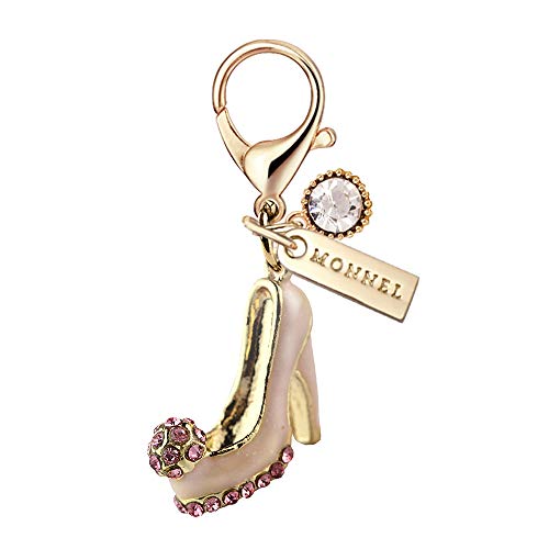MC80 New Arrival Crystal Pink 3D High-Heel Shoe Lobster Clasp Charm Pendant with Pouch Bag (1 Piece) - Thumbnail 2