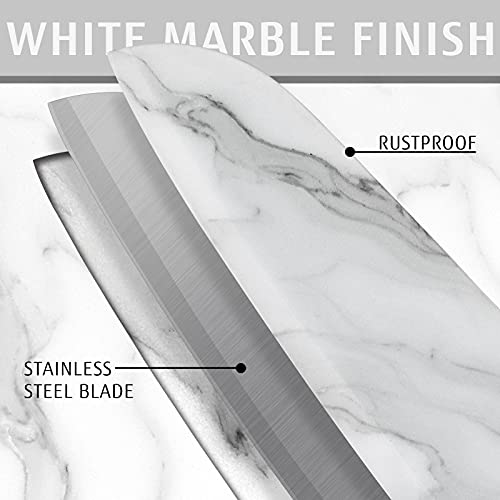 hecef Kitchen Knife Set with Ariston Marble Pattern, Non-stick Ceramic Coated Stainless Steel Blades with Protective Sheaths, Professional Chef Knife Set for Kitchen, Resturant, Camping and Home