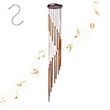 4-FQ Wind Chimes, Wind Bells Outdoor Long Garden Chimes Wind Chimes Outdoor Amazing Grace Windchimes Large Deep Tone for Home Garden Decoration (Golden)