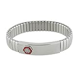 Silver-Tone Stainless Steel Large Medical Alert ID Stretch Bracelet