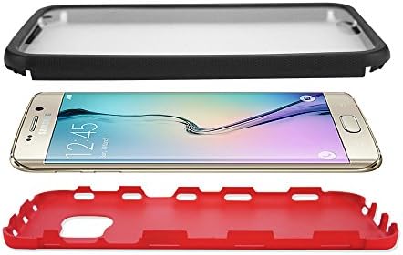 FaNepo - Galaxy S7 Case with Built-in Screen Protector, Full-body Proctective Water-resistant Cover for Samsung S7 Smart Phone, Slim Hybrid Shockproof Dual Layers Impact Resistant TPU Bumper Red