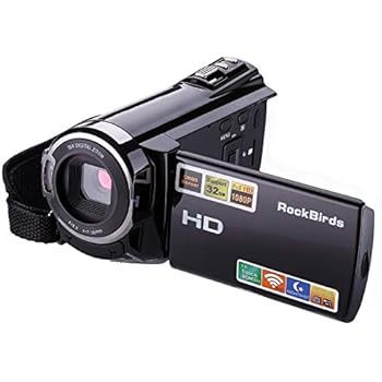 Camcorders, RockBirds HDV-5052STR Digital Video Camera HDMI 1920x1080p Portable FHD WIFI Camera, Night Vision 30FTPS Video Camcorder with Touchscreen, 16X Digital Zoom(Black)