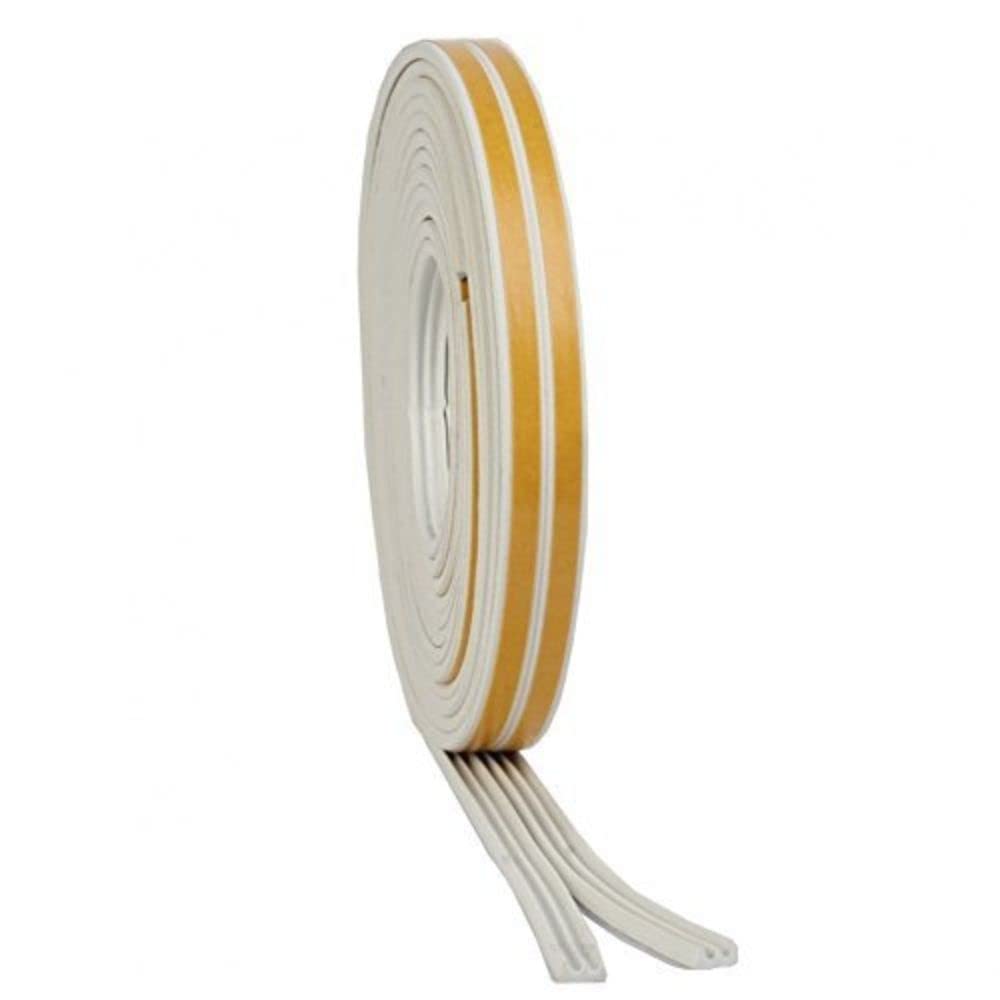 Merriway BH05977 (2 Pcs) StormSeal Door & Window E-Profile Draught Excluder, Self Adhesive EPDM Rubber Weatherstrip, White 5 Metres (16.1/4 foot) - Pack of 2 x 2.5 Metre