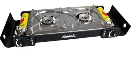 Angel Domäne R-Sonic tragbarer Doppel Gaskocher + 8 Gaskartuschen