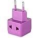 European Plug Adapter by Yubi Power 2 in 1 Universal Travel Adapter with 2 Universal Outlets - 5 Pack - Multi Color- Type C for Europe, France, Germany, Russia, Spain & More.