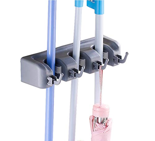 GTHUNDER Mop & Broom Holder, Wall Mounted Garden Tool Storage Tool Rack Storage & Organization for Kitchen Garden and Garage, Laundry Offices (3 Position) - Thumbnail 5