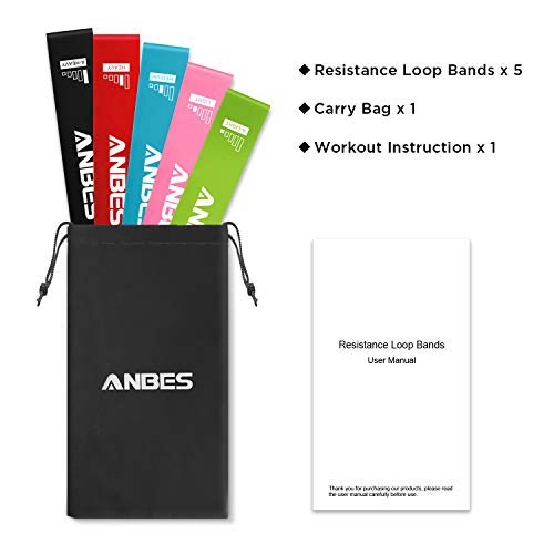 ANBES Resistance Loop Bands, Resistance Exercise Bands for Home Fitness, Yoga, Stretching, Strength Training, Physical Therapy, Natural Latex Pilates Flexbands, Workout Bands (Mix Color) - Thumbnail 5