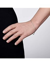 Amberta - Pulsera ovalada de plata de ley 925 de 0.122 in con corte de diamante, cadena de 7.5 in