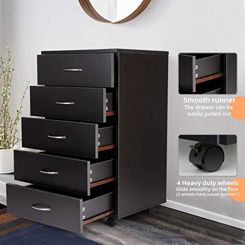 TUSY 5Drawer Chest, Mobile File Drawers Unit Dresser
